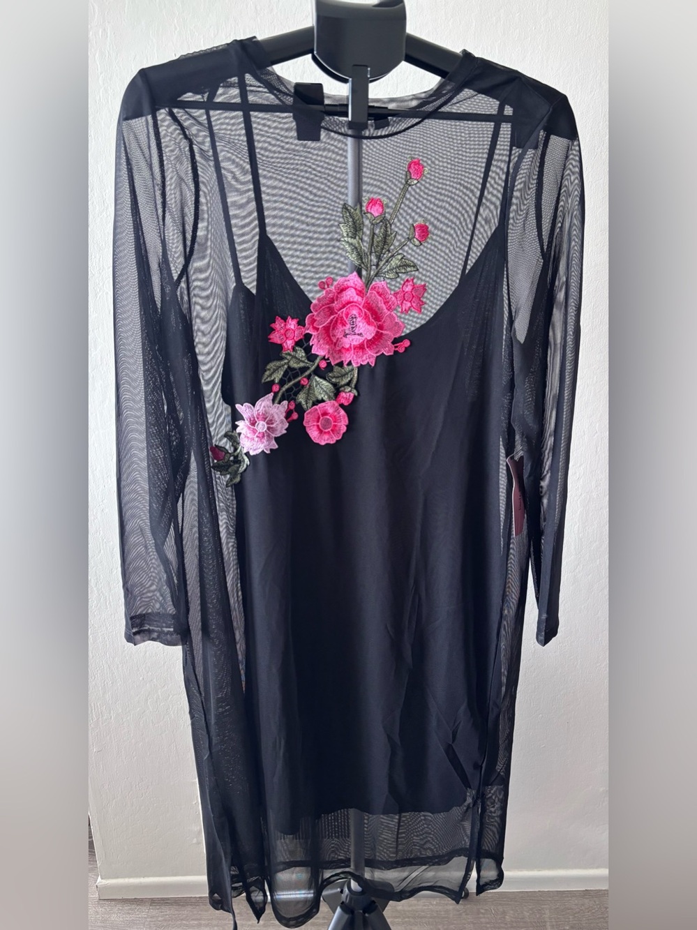 Haute Monde Black Mesh Top with Sheer Texture